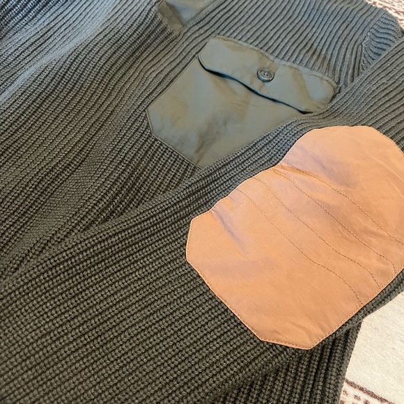 Duluth Trading Sweater Mens Medium Olive Green Shawl Collar Sweater Size Large - Picture 3 of 5